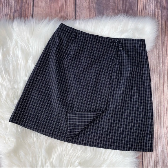 Vintage Dresses & Skirts - Vintage | Black Plaid High Rise Wrap Skirt